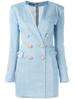 double breasted denim dress Balmain