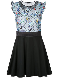lace insert bird print dress Loveless