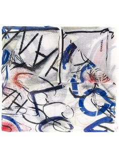 grafitti print scarf Chanel Vintage