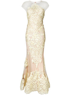 декорированное длинное платье со шлейфом Nedret Taciroglu Couture