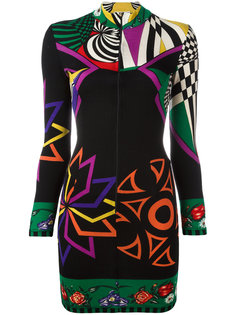 geometric long sleeve fitted dress Versace Vintage