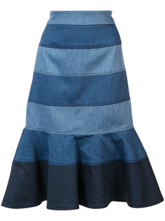 striped denim trumpet skirt Carolina Herrera