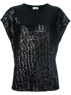 футболка декорированная пайетками Saint Laurent
