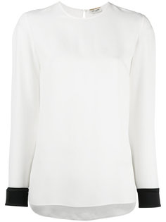 блузка с контрастными манжетами Saint Laurent