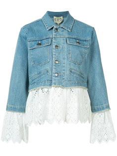 eyelet layered denim jacket Sea