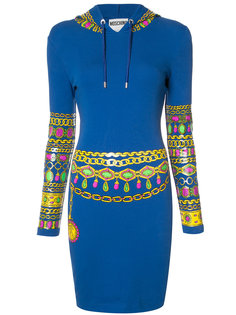 bejewelled print hoodie dress Moschino