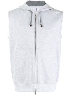 zip up sleeveless hoodie  Brunello Cucinelli