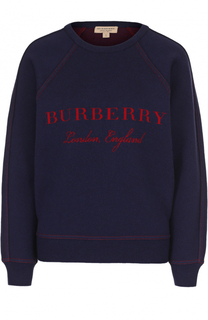 Свитшот свободного кроя с контрастным логотипом бренда Burberry