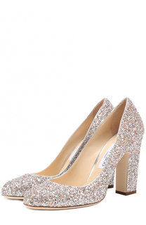 Туфли Billie 100 с глиттером на устойчивом каблуке Jimmy Choo
