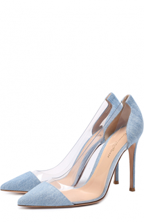 Туфли Plexi из денима на шпильке Gianvito Rossi