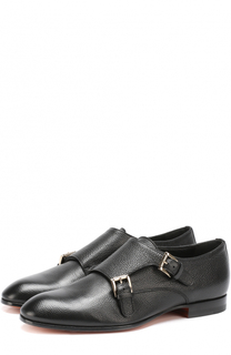 Классические монки из фактурной кожи Santoni