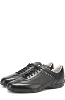 Кожаные кроссовки на шнуровке Santoni