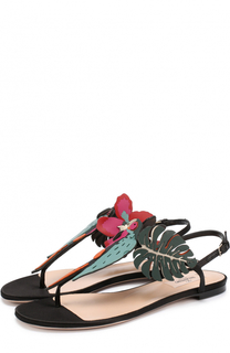 Кожаные сандалии Tropical Dream с аппликацией Valentino