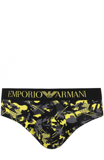 Хлопковые брифы с широкой резинкой Emporio Armani