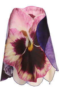 Шелковая юбка асимметричного кроя с цветочным принтом Christopher Kane