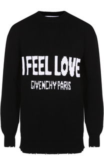 Хлопковый джемпер с контрастным принтом и необработанным краем Givenchy