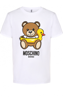 Хлопковая футболка с принтом Moschino