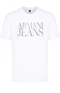 Хлопковая футболка с круглым вырезом Armani Jeans