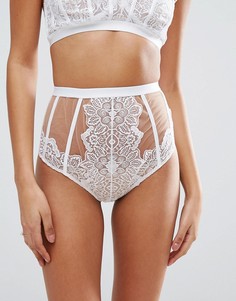 Кружевные трусы с завышенной талией ASOS BRIDAL Cody - Белый