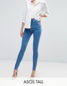 Синие джинсы скинни с выбеленным эффектом ASOS TALL RIDLEY - Синий