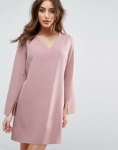 Платье-трапеция мини с глубоким вырезом ASOS - Розовый