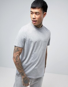 Серая меланжевая футболка с карманом и разрезами по бокам ASOS - Серый