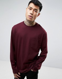 Красный длинный лонгслив с карманом ASOS - Красный
