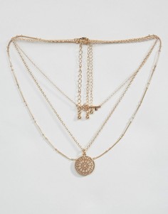 Многорядное ожерелье с филигранной отделкой DesignB - Золотой