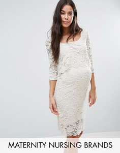 Кружевное платье для кормящих мам Mamalicious - Кремовый Mama.Licious