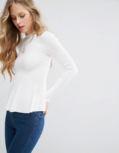 Джемпер в рубчик с баской Miss Selfridge - Белый