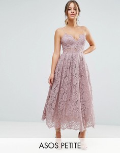 Кружевное платье миди для выпускного ASOS PETITE - Фиолетовый