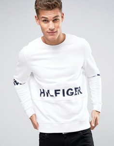 Белый свитшот с крупным логотипом Hilfiger Denim - Белый