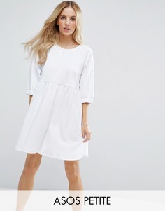Хлопковое свободное платье с эластичными манжетами ASOS PETITE - Белый