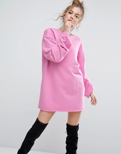 Трикотажное oversize-платье с длинными рукавами ASOS - Розовый