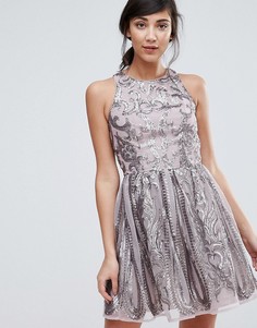 Little Mistress Sequinned Skater Dress - Серебряный