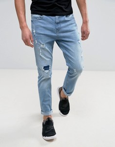 Синие джинсы скинни с эффектом потертости YOURTURN - Синий