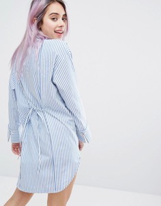 Платье-рубашка в полоску Monki - Синий