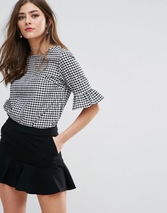 Топ в клеточку с рукавами-клеш Miss Selfridge - Мульти