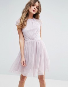Платье мини для выпускного из кружева и тюля ASOS PREMIUM - Фиолетовый
