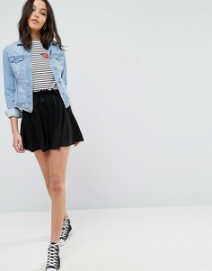 Короткая расклешенная юбка из трикотажа со шнурком ASOS - Черный