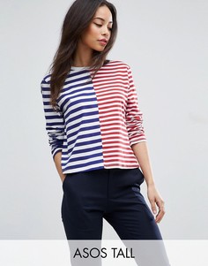 ASOS TALL T-Shirt in Boxy Fit and Cut About Stripe - Мульти