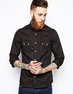 Джинсовая рубашка в стиле вестерн с длинными рукавами ASOS - Черный