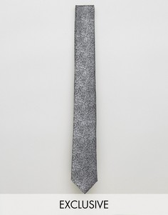 Noose &amp; Monkey Jacquard Blade Tie in Floral Print - Серый