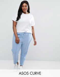 Укороченные однотонные джоггеры-сигареты ASOS CURVE - Синий