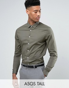 Рубашка скинни цвета хаки ASOS TALL - Зеленый