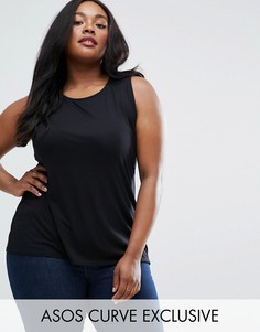 Топ без рукавов с кружевными вставками ASOS CURVE - Черный