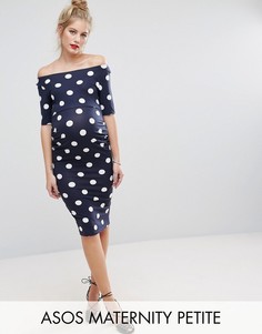 Платье в горошек ASOS Maternity PETITE - Темно-синий