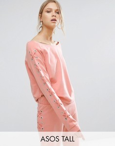 Трикотажный топ с открытыми плечами и шнуровкой ASOS TALL LOUNGE - Мульти