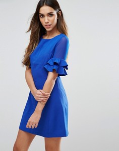 Платье с оборками на рукавах Jovonna Lucky Strike - Синий