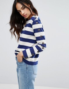 MiH Jeans Breton Stripe Long Button Sleeve Tee - Синий